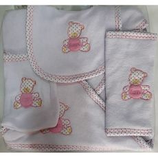 New Poussin : Peignoir + Serviette + Bonnet + Bavoir Pour Bébé 4 X 1- Rose au meilleur prix au Maroc