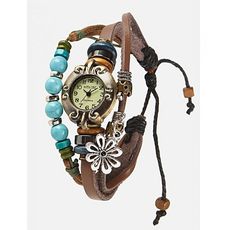 Montre Bracelet Bazaar Hippie Chic - Marron et Turquoise au meilleur prix au Maroc