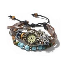Montre Bracelet Bazaar Hippie Chic - Marron et Turquoise au meilleur prix au Maroc