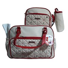 Pack My Baby : Sac à langer en Cuir 4 pièces - Blanc & rouge au meilleur prix au Maroc