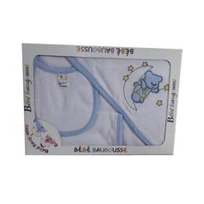 Peignoir de bain + Brosse douce pour bain bébé - Rose100% coton - Blanc & Bleu au meilleur prix au Maroc