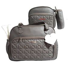 Pack My Baby : Sac à langer en Cuir 4 pièces - Gris au meilleur prix au Maroc