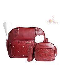 Pack My Baby : Sac à langer en Cuir 4 pièces - Grenat au meilleur prix au Maroc