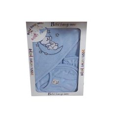 Peignoir de bain + Brosse douce pour bain bébé - Rose100% coton - Bleu au meilleur prix au Maroc