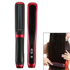 Brosse Hair Straightener Lissante et Chauffante - Rouge au meilleur prix au Maroc