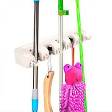 Porte Balai Mural a 5 Compartiments + 5 Crochets Rabattables au meilleur prix au Maroc