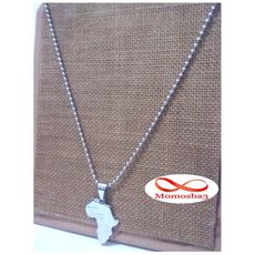 Chaine Maille Boule + Pendentif Afrique (Grand) - Acier Inoxydable au meilleur prix au Maroc