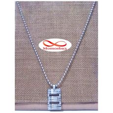 Chaine Maille Boule + Pendentif Plaque Argent - Acier Inoxydable au meilleur prix au Maroc