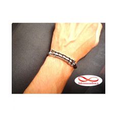 Bracelet cuir MARRON et acier inoxydable au meilleur prix au Maroc