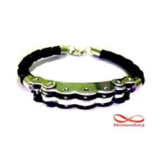 Bracelet Cuir Noir Et Acier Inoxydable au meilleur prix au Maroc