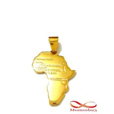 Chaine Maille Boule + Pendentif Afrique Plaqué Or DORE - Acier Inoxydable au meilleur prix au Maroc