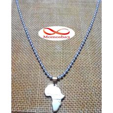 Chaine Maille Boule + Pendentif Afrique Plaqué Or DORE - Acier Inoxydable au meilleur prix au Maroc