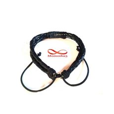 Bracelet Cuir Noir Faite Main Réglable - Unisex au meilleur prix au Maroc