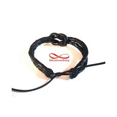 Bracelet Cuir Noir Faite Main Réglable Unisex au meilleur prix au Maroc
