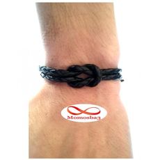 Bracelet Cuir Noir Faite Main Réglable Unisex au meilleur prix au Maroc