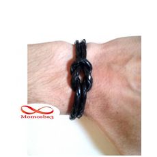 Bracelet Cuir Noir Faite Main Réglable Unisex au meilleur prix au Maroc
