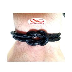 Bracelet Cuir Noir Faite Main Réglable Unisex au meilleur prix au Maroc