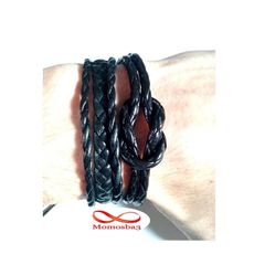 Bracelet En Cuir Tressé Noir - Unisex au meilleur prix au Maroc