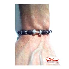 Agate Perles MARRON Mat Barbell Argent Charm Stretch Bodybuilding Fitness Réglable au meilleur prix au Maroc