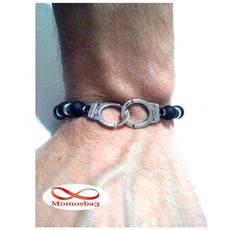 Agate Perles Noir Mat Avec Pendentif Menotte Argent Charm Réglable au meilleur prix au Maroc