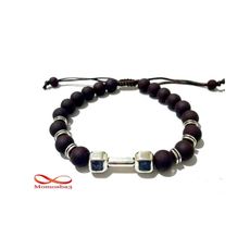 Agate Perles MARRON Mat Barbell Argent Charm Stretch Bodybuilding Fitness Réglable au meilleur prix au Maroc