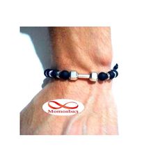 Agate Perles Noir Mat Barbell Argent Charm Stretch Bodybuilding Fitness Réglable au meilleur prix au Maroc