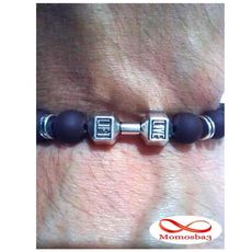 Agate Perles MARRON Mat Barbell Argent Charm Stretch Bodybuilding Fitness Réglable au meilleur prix au Maroc