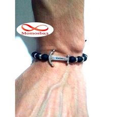 Agate Perles Noir Mat Avec Pendentif Ancre Vikings Argent Charm Réglable au meilleur prix au Maroc