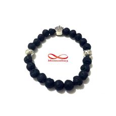 Agate Natural Matte Black Volcano Lava Pierre perlé élastiques - Unisex au meilleur prix au Maroc