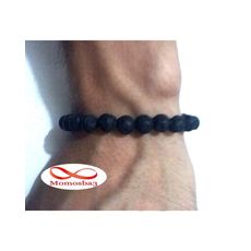 Agate Natural Matte Black Volcano Lava Pierre perlé élastiques - Unisex au meilleur prix au Maroc