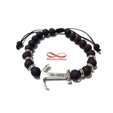 Agate Perles MARRON Mat Avec Pendentif Ancre Vikings Argent Charm Réglable au meilleur prix au Maroc