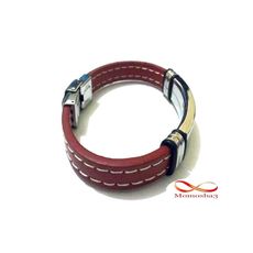 Bracelet En Acier Inoxydable + Cuir Grenat (Réglable) au meilleur prix au Maroc
