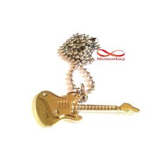 Chaine Maille Boule Avec Pendentif Guitar En Acier Inoxydable Argenté au meilleur prix au Maroc