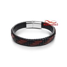 Bracelet Cuir Noir Et MARRON Avec Fermoir Magnétique En Acier De Titane au meilleur prix au Maroc