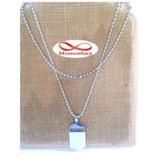 Chaine maille boule + Plaque militaire (Taille moyenne) - Acier inoxydable au meilleur prix au Maroc