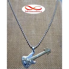 Chaine Avec Pendentif Guitar Argenté + DORE Acier Inoxydable au meilleur prix au Maroc