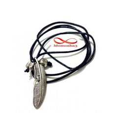 Collier Cuir Noir Réglable Avec Pendentif Plume - Unisex au meilleur prix au Maroc