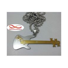 Chaine Avec Pendentif Guitar Argenté + DORE Acier Inoxydable au meilleur prix au Maroc