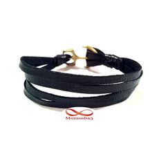 Bracelet Ancre Marine BRONZE + Cuir Noir au meilleur prix au Maroc