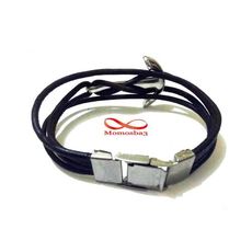 Bracelet Ancre Cuir MARRON + Fermoir Acier Inoxydable (Réglable) au meilleur prix au Maroc