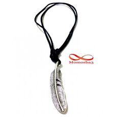 Collier Cuir Noir Réglable Avec Pendentif Plume - Unisex au meilleur prix au Maroc
