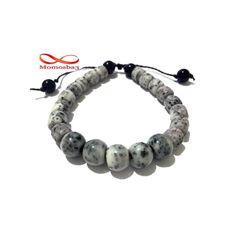 Agate pierre naturel noir et BLANC fermoir cordon réglable au meilleur prix au Maroc