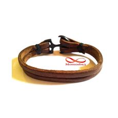 Bracelet Ancre Marine Noir Sur Cuir MARRON (Réglable) au meilleur prix au Maroc