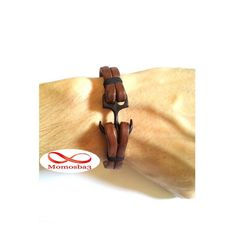 Bracelet Ancre Marine Noir Sur Cuir MARRON (Réglable) au meilleur prix au Maroc