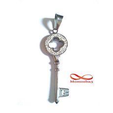 Pendentif Clé Avec Pierres En Acier Inoxydable Argenté au meilleur prix au Maroc