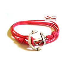Bracelet Fil ROSE Avec Pendentif Ancre Marine Argenté Unisex (Réglable) au meilleur prix au Maroc