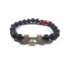 Agate Pierres Naturelle Lave Noir Avec Pendentif Fitness Argenté - élastique au meilleur prix au Maroc