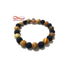 Agate Pierres Naturelle + Lave Noir Avec Pendentif LION - élastique au meilleur prix au Maroc