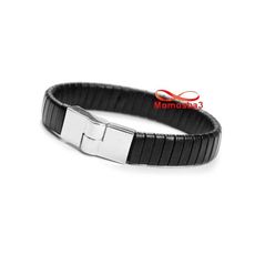Bracelet Cuir Noir Avec Fermoir Magnétique Unisex au meilleur prix au Maroc