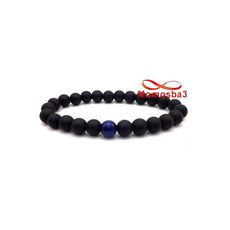 Agate Pierre Naturelle Noir Mat + BLEU  (élastique) au meilleur prix au Maroc